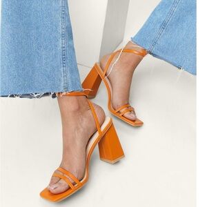 Orange cute strappy tie heels